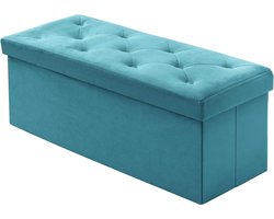 Opvouwbare Ottomaanse opbergbank fluwelen grote Ottomaanse opbergdoos voor woonkamer en slaapkamer - Groene kleur - 110 x 40 x 40 cm