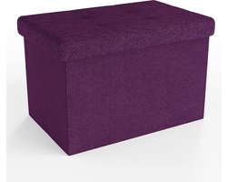 Opvouwbare poef 49x30x30 cm in MIST PAARS - Zitkubus met opbergruimte en hoes van stof met holtes - Zitkubus voetensteun opbergdoos kist poef