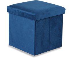 Opvouwbare poef M - 30x30x30cm marineblauw fluweel
