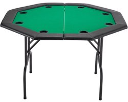 Opvouwbare pokertafel, casinotafel voor 8 spelers, 1220 mm, met beklede rails en bekerhouders, achthoekige draagbare tafel met vilten oppervlak en stevige metalen poten, ideaal voor Texas Hold'em en Blackjack