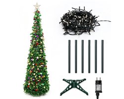 Opvouwbare Pop-up Kerstboom - Met Warme LED Verlichting - 8 Lichtstanden - Timerfunctie - Glitter Kerstdecoratie