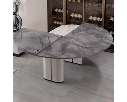 Opvouwbare Ronde Tafel - Tafelverlenger Verstelbaar - Ruimte Optimaliseren - 4-voudig Ontwerp - 47-86 Inch - Grijze Steen