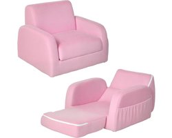 Opvouwbare Roze Kinderstoel en Bed - Zachte Flanel Schuim Peuter Bank
