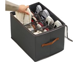 Opvouwbare Schoenendoos - Schoenenkist Stoffen Kist - Schoenen Opbergen - Transparant Deksel Etiket - 443 x 343 x 42 cm