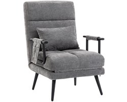 Opvouwbare slaapbankstoel 73x67x96cm Grijs Metaal eenpersoons slaapbank stoel vrijetijdsstoel ligstoel fauteuil 3-in-1 multifunctionele stoel met verstelbare rugleuning geschikt voor woonkamer slaapkamer en kleine ruimtes