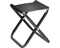 Opvouwbare stoel - Bank - Campingkruk - Mini-kampeerkruk - Draagbaar - Voetenbank voor buitenstoel - Geschikt voor vissen, wandelen, tuinieren en strand - Oxforddoek met draagtas - Zwart