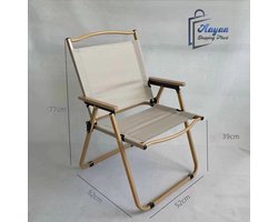 Opvouwbare Stoel Beige – Inklapbare Campingstoel met Armleuningen – Lichtgewicht en Stevig – Indoor & Outdoor Stoel – 84145