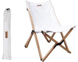 Opvouwbare Stoel - Vlinderstoel Buiten - Kamperen Strand - Duurzaam Houtframe - 2.9 kg - Wit