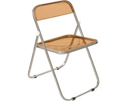 Opvouwbare Stoel - Zitje Logeerkamer - Extra Zitplaats Creëren - Transparante PP Zitting - 46x47x71cm - Bruin