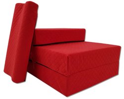 Opvouwbare stoelmatras 200 x 70 x 15 cm – logeermatras, vloermatras en slaapstoel, rood