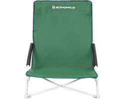 Opvouwbare strandstoel groen SONGMICS strandstoel, opvouwbare campingstoel, klapstoel met draagtas, belastbaar tot 150 kg, gemaakt van robuuste Oxford stof, voor vissen, tuin en kamperen, groen GCB61GV1