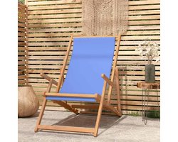 Opvouwbare strandstoel - Hout ligstoel - Tuin en strand - Verstelbare rugleuning - 60 x 126 x 875 cm - Blauw