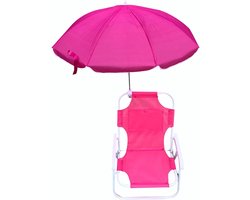 Opvouwbare Strandstoel - Kinderstoel Ligstoel - Buiten Zonnebaden - Met Afneembare Parasol - 37x30x47 cm - Rood
