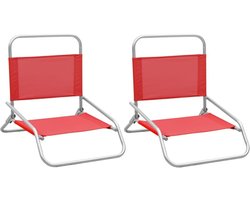 Opvouwbare Strandstoelen - Lichtgewicht Campingstoelen - Buiten Ontspannen - Robuust Stalen Frame - 51x61x58 cm - Rood