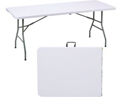 Opvouwbare Tafel Inklapbare Tafel 180x70x74 cm - Klaptafel met Draaghandvat en Veiligheidsslot - Vouwtafel Kunststof Rechthoekig - Campingtafel Inklapbaar - Wit