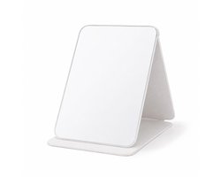 Opvouwbare Tafelspiegel met PU-Lederen Hoes - 24x18 cm - Verstelbare Makeupspiegel met Standaard - Draagbare Reisspiegel High-Definition - Compacte Cosmeticaspiegel voor Kantoor en Handtas - Wit - Beauty Cadeau