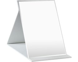 Opvouwbare tafelspiegel met PU lederen make-upspiegel - Draagbaar en opvouwbaar - Desktop en reisspiegel - Make-up accessoire voor bureau, tafel en onderweg - 21,5 * 15,5 cm