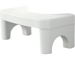 Opvouwbare Toiletkruk Antislip - Draagbare Voetenbank Voor Volwassenen - Verdikt Ontwerp - Voor Badkamer - Hurken En Zindelijkheidstraining - Wit - Afmeting 40x22x17 cm