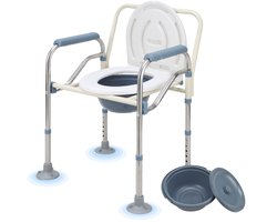 Opvouwbare Toiletstoel In hoogte verstelbar Vijfvoudige 66-76cm - Antislip commode stoel / toiletstoel met emmer - Postoel Ergonomisch - WC stoel Draagvermogen tot 150 kg