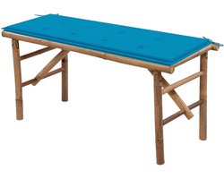 Opvouwbare Tuinbank - Bamboe Bank - Buiten Ontspannen - Inclusief Kussen - 118 cm - Blauw