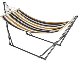 Opvouwbare tuinhangmat/kledingdroogrek met gebogen epoxy gecoate metalen standaard, vrijstaande hangmat voor 1 persoon, max. draagvermogen 120 kg 120 kg