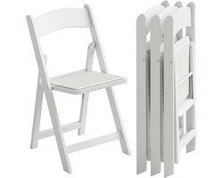Opvouwbare Tuinstoel met Houten Frame, Set van 4, Moderne Stoel voor Keuken, Kantoor, Feestjes, Keukenstoel