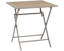 Opvouwbare tuintafel voor 2 personen van aluminium en glas met houtlook AZUA