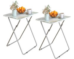 Opvouwbare tv-dienblad set van 2, diner snack trays tafel voor eten op de bank, draagbare metalen eettafel voor kleine bank nachtkastjes met licht gewicht, 15 x 18 x 26 inch (rokerig grijs, 2 stuks)