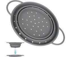 Opvouwbare vergiet - handige keukenhulp siliconen pastadispenser grijze Wasbak - ideaal voor pasta, fruit en groente - ruimtebesparend ontwerp