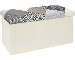 Opvouwbare Voetenbank met Patchwork Design voor Woonkamer of Slaapkamer - Multicolor