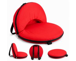 Opvouwbare vouwstoel met Rugleuning – 5 Standen Verstelbaar – Draagbare Zitstoel – Meditatiestoel – Strandstoel – Campingstoel – Rood
