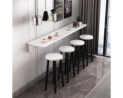 Opvouwbare Wandtafel - Klaptafel Bureau - Ruimte Besparen - Z-Klap Mechanisme - 160x30cm - Wit
