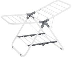 Opvouwbare Wasdroger Staande Droger - Ruimtebesparend Metaal - Kleine Kleding Handdoeken - Badkamer Balkon - 44 x 101 x 54 cm - Witte Wolk