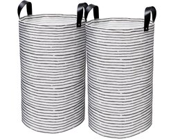 Opvouwbare wasmand 60 liter - Grote, waterdichte waszak met PU-leren handgrepen - 2 stuks