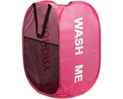 Opvouwbare Wasmand, Inklapbare Kledingmand, Pop-up Waszak voor Wasgoed, Badkamer, Slaapkamer, Balkon, Studentenhuis, Hotel, Reizen, Roze