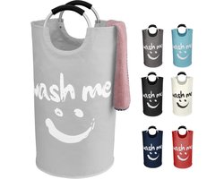Opvouwbare Wasmand met Aluminium Handvat - Grijze Waszak voor Badkamer en Slaapkamer