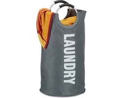 opvouwbare wasmand - met hengsel - 60 l - lichtgewicht - 70 x 38 cm - donkergrijs