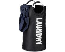 opvouwbare wasmand - met hengsel - 60 l - lichtgewicht - 70 x 38 cm - zwart