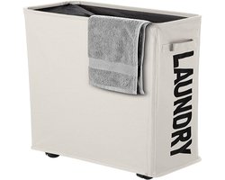 Opvouwbare Wasmand op Wieltjes - Dunne Waterdichte Wasmand - Geschikt voor Huishoudelijk Gebruik - Beige - Compact Formaat - 1 stuk