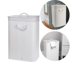 Opvouwbare Wasmand - Opbergmand - Linnenmand - Wasbox - Wassorteerder - Laundry Basket - Wasmand Opvouwbaar - Bamboe Wit - 40x30xH60cm