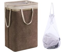 Opvouwbare wasmand - Wasmand met deksel - Opvouwbare waterdichte prullenbak - met uitneembare tas - Wasmand met grote capaciteit - Opbergtas - voor slaapzaal, slaapkamer, badkamer, kleding en speelgoed - Bruin