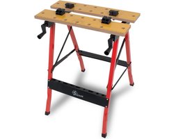 Opvouwbare Werkbank - 5-delig - Inclusief Hoekliniaal en Schaalverdeling - Houten Werkblad - Tot 100 kg - Compact / Ruimtebesparend | Ragnor