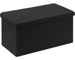 Opvouwbare Zitbank met Opbergruimte - Fluwelen Voetenbank en Kist, Zwart, 80 x 40 x 40 cm
