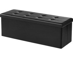 Opvouwbare zitbank met opbergruimte kist - gewatteerd en ruimtebesparend - 120 l inhoud - zwart - slaapkamer & hal