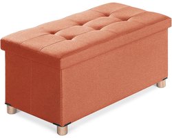 Opvouwbare Zitbank met Opbergruimte - Multifunctionele Kist en Voetsteun in Oranje (76 x 38 x 38 cm)