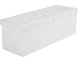 Opvouwbare zitkruk - zitbank - Zit kist - Met 120 liter opbergruimte - Opberg poef - Opbergdoos -Wit