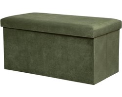 Opvouwbare Zitzak - Opberg Poef - Woonkamer Organisatie - Met Deksel - 76 x 38 cm - Kakigroen