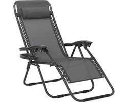 Opvouwbare Zonligstoel - Met Kussen - Verstelbare Rugleuning - Zijzak - Ergonomisch - Tuinligstoel - Metalen Frame - Oxford Stof - Draagbaar - Ligstoel - Voor Camping, Strand En Kantoor - Zwart - NAIZY