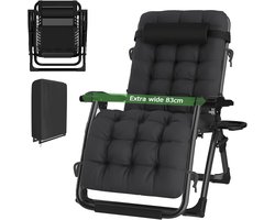 Opvouwbare Zonneligstoel Extra Breed - Tuinligstoel Met Kussen en Beschermhoes voor Tuin, Terras of Balkon