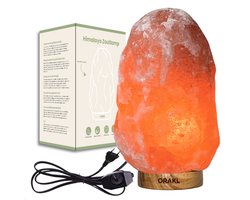 Orakl® - Dimbare Himalaya Zoutlamp Aura – 1-2 KG – Met Dimmer - 100% Himalayazout - Zoutlamp Himalayazout – Zoutlamp Nachtlampje – Zoutlampen - Zoutsteen – Incl. Houten Standaard